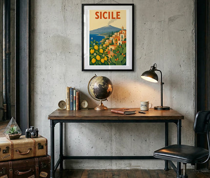 affiche décorative sicile style rétro