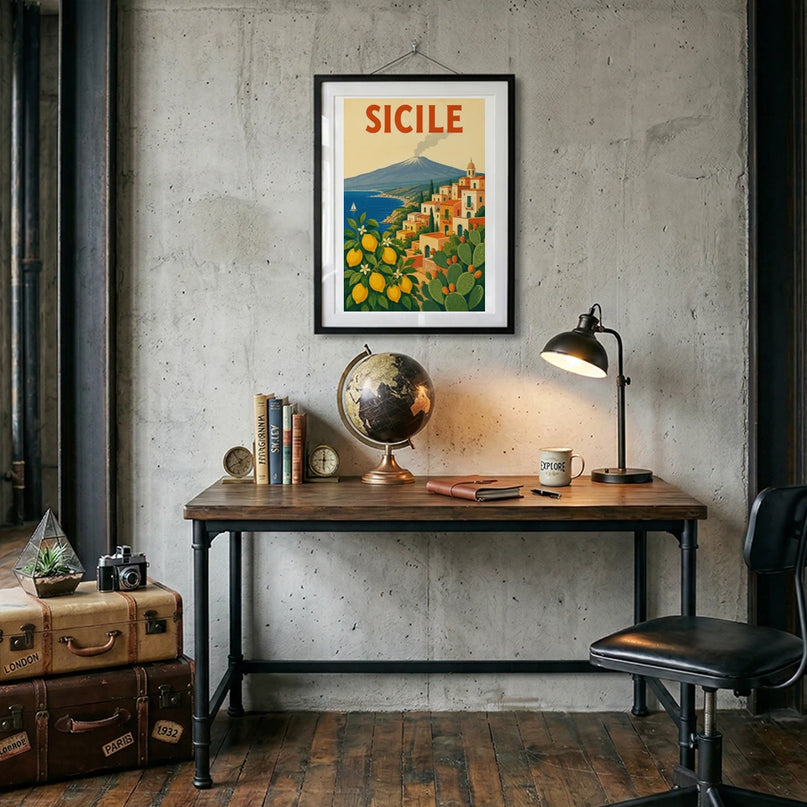 affiche décorative sicile style rétro
