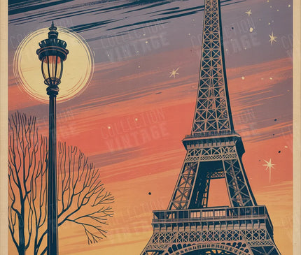 Affiche tour Eiffel illustration vintage