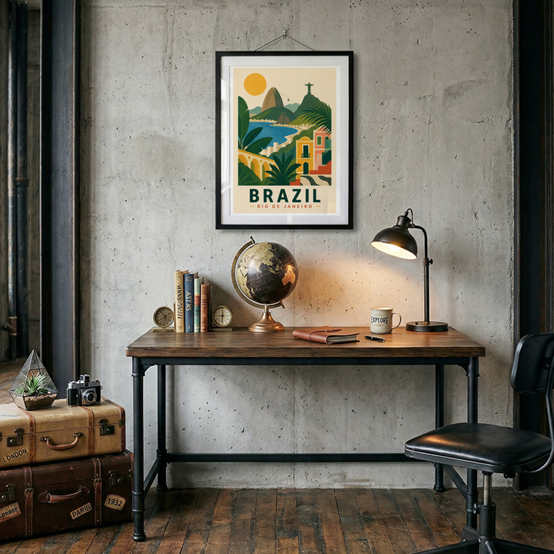affiche brésil style collage vintage