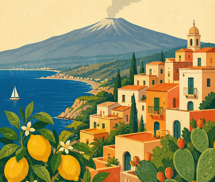 affiche décorative sicile style rétro
