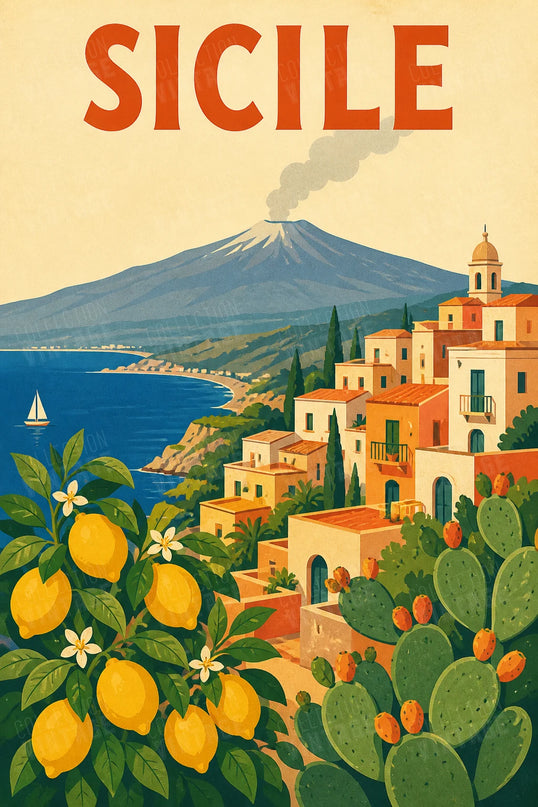 affiche décorative sicile style rétro