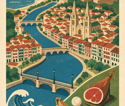 affiche carte illustrée bayonne