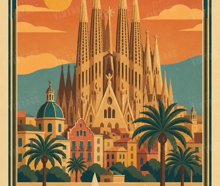 affiche barcelone art deco