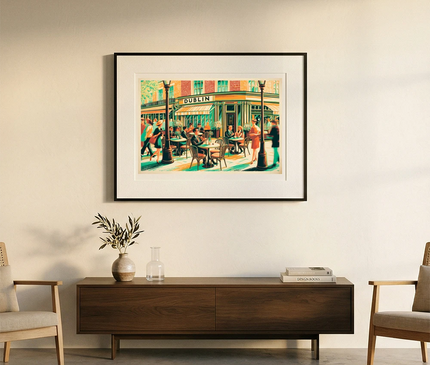 affiche dublin terrasse de café vintage