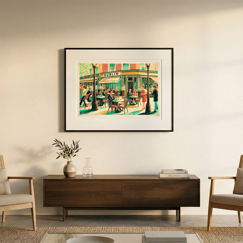 affiche dublin terrasse de café vintage