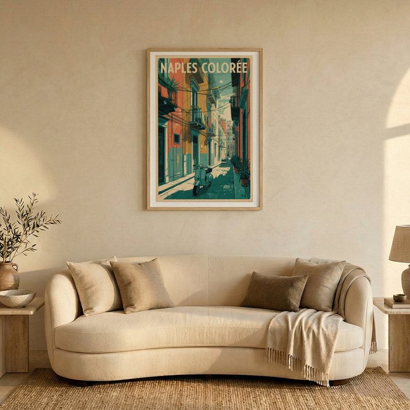 affiche naples façades colorées