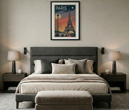 Affiche tour Eiffel illustration vintage