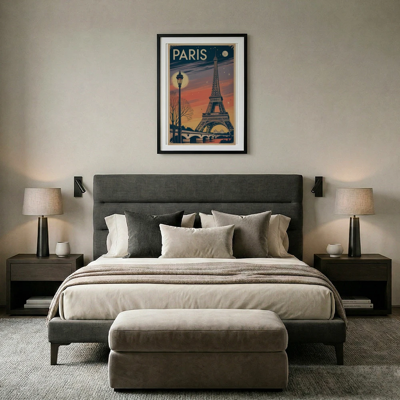 Affiche tour Eiffel illustration vintage