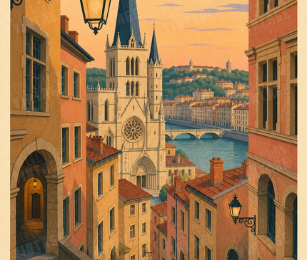 poster lyon vintage vieux lyon
