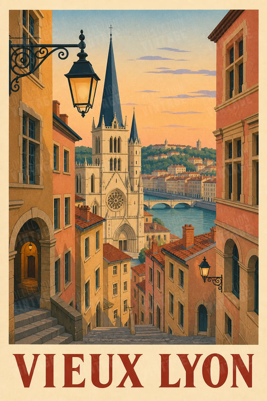poster lyon vintage vieux lyon