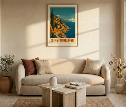 poster mural style affiche ancienne cote mediterraneenne