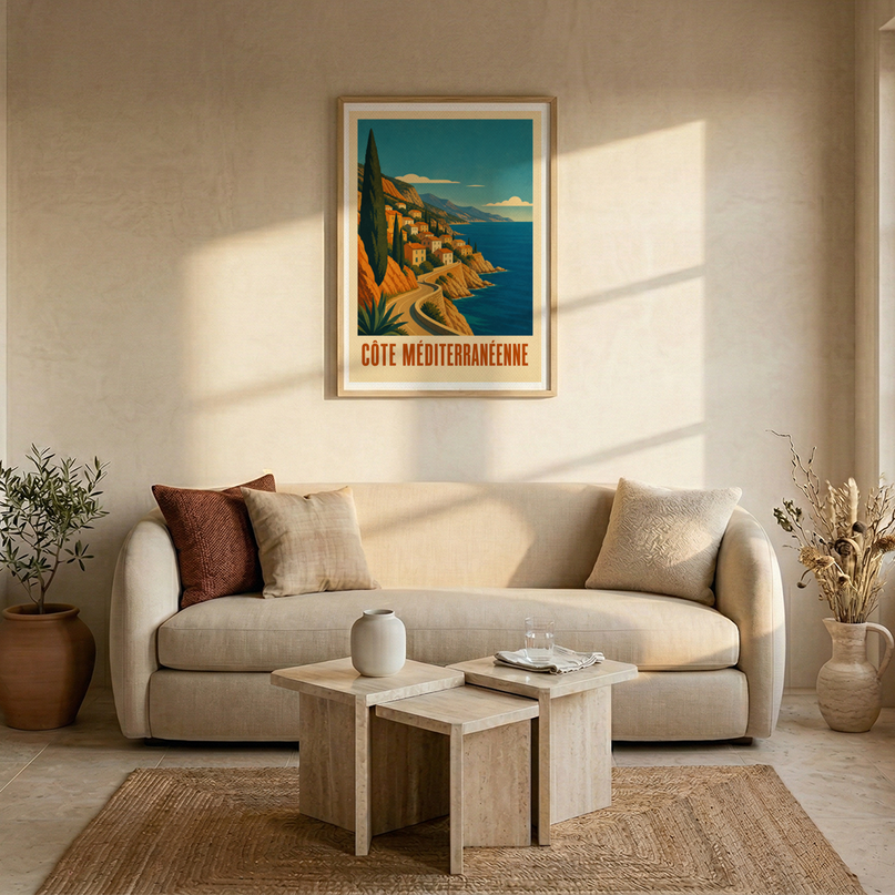 poster mural style affiche ancienne cote mediterraneenne