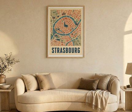 affiche carte strasbourg minimaliste