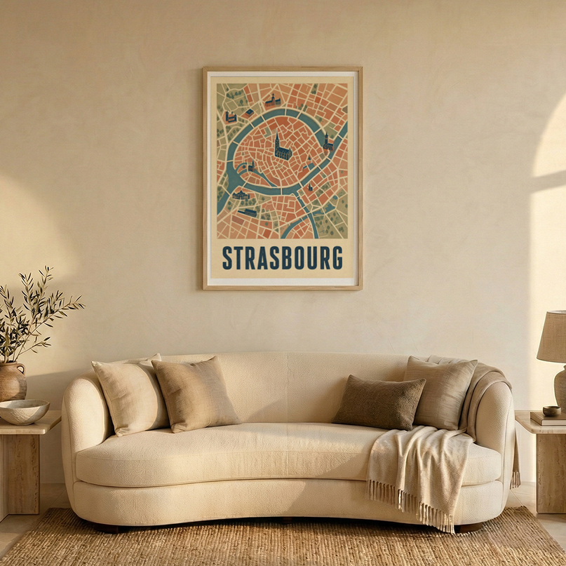 affiche carte strasbourg minimaliste