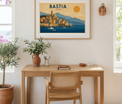 affiche bastia bord de mer vintage