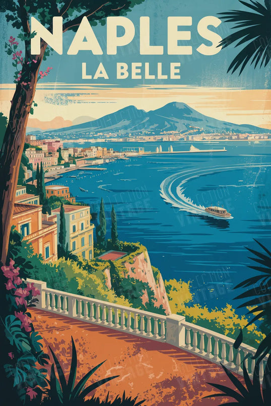 affiche naples colline et mer
