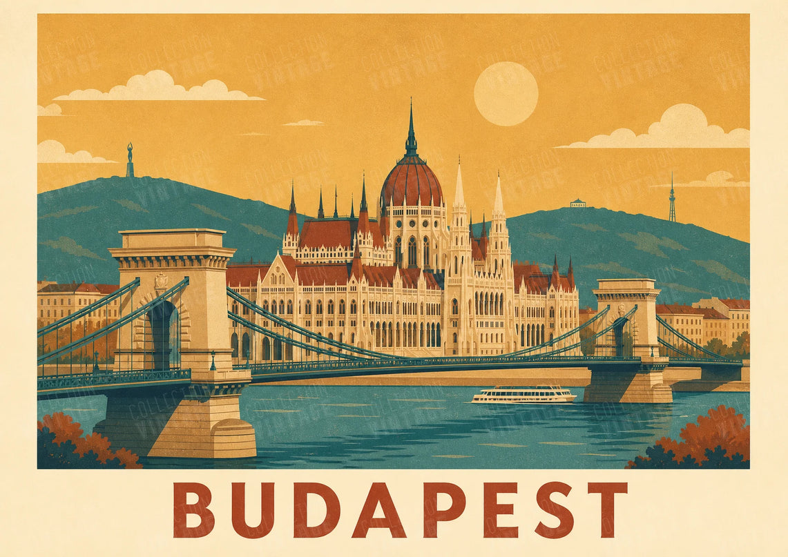 affiches budapest design rétro pour chambre