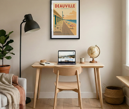 affiche deauville bord de mer normand