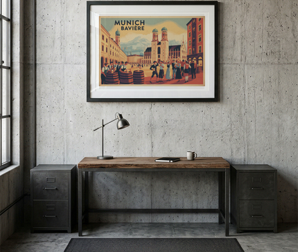 affiche munich couleur chaude vintage