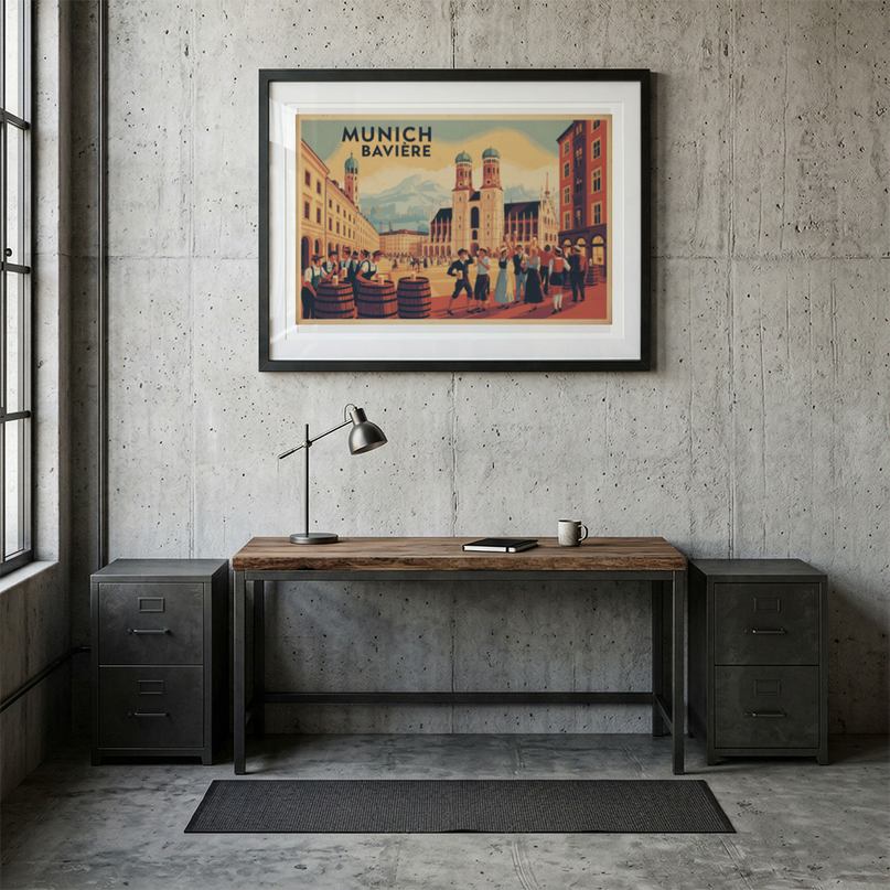 affiche munich couleur chaude vintage