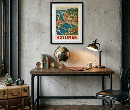 affiche carte illustrée bayonne
