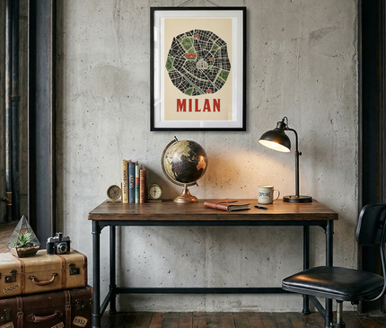 affiche carte milan minimaliste