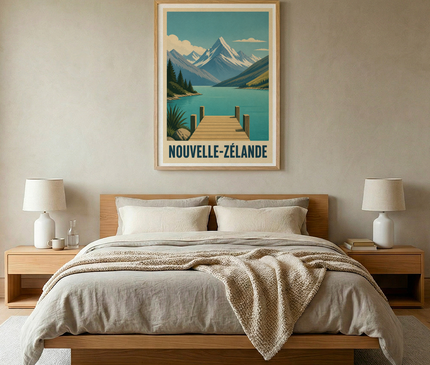 affiche nouvelle-zélande lacs et montagnes