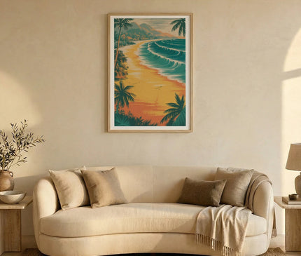 affiche hawai plage de sable fin