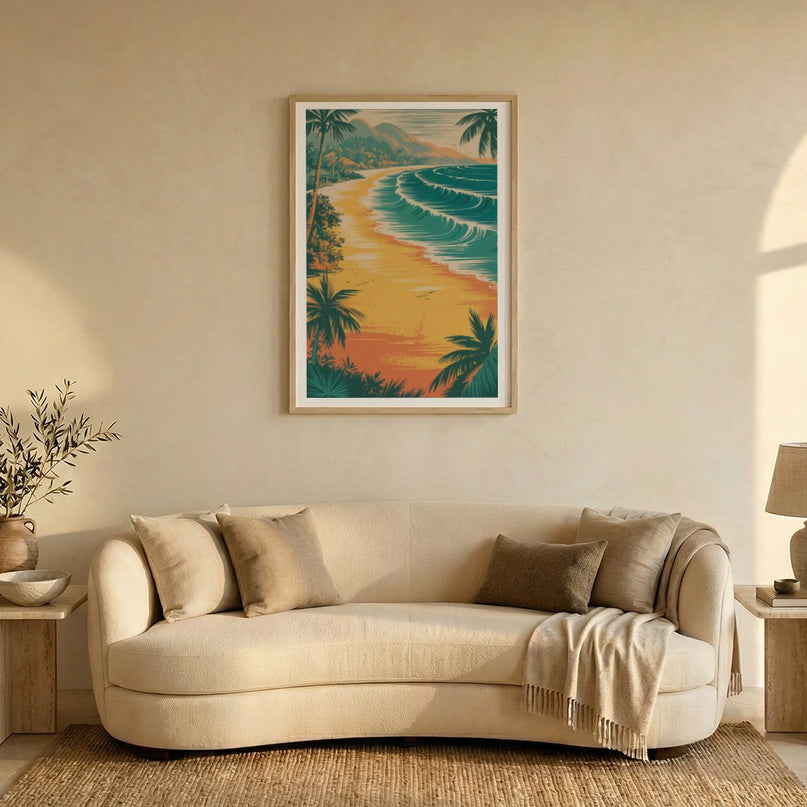 affiche hawai plage de sable fin