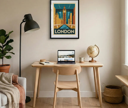 affiche carte londres vintage