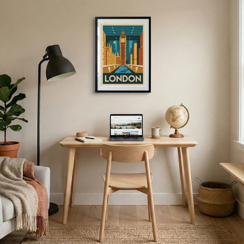affiche carte londres vintage