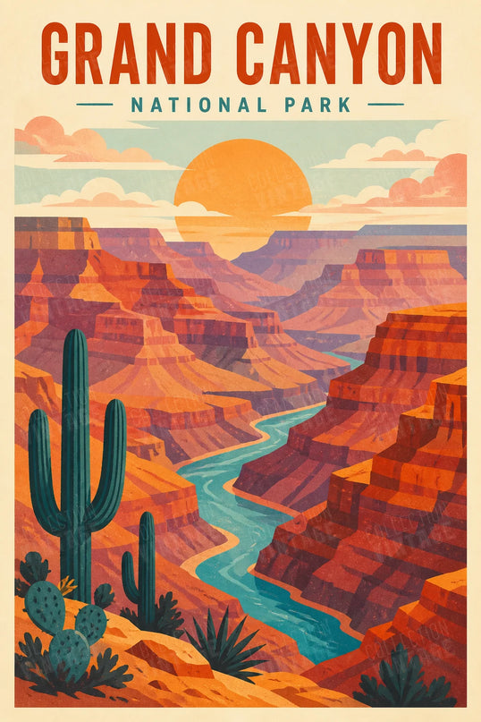affiche grand canyon style art moderne vintage