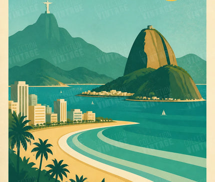 affiche rio de janeiro montagne et océan