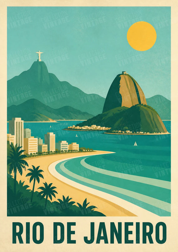 affiche rio de janeiro montagne et océan