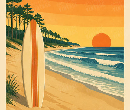 Affiche Lacanau Vintage
