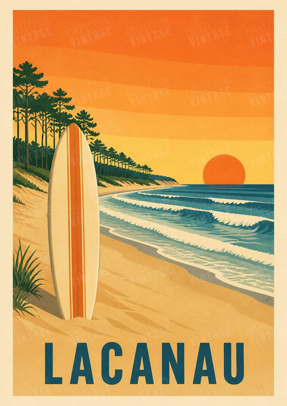 Affiche Lacanau Vintage