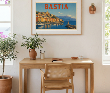 affiche bastia poster retro couleur