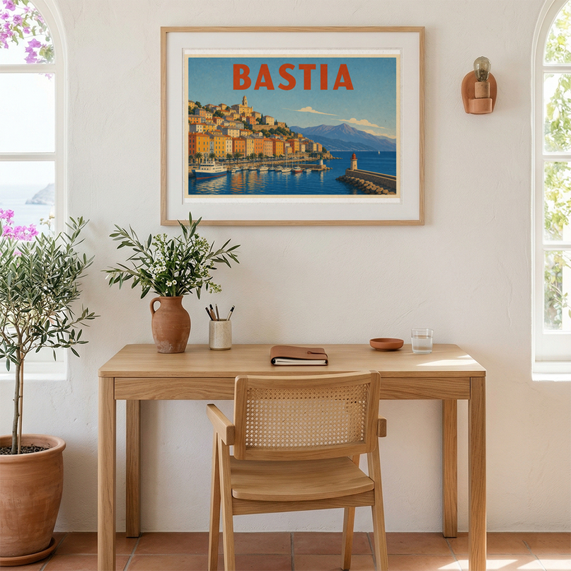 affiche bastia poster retro couleur