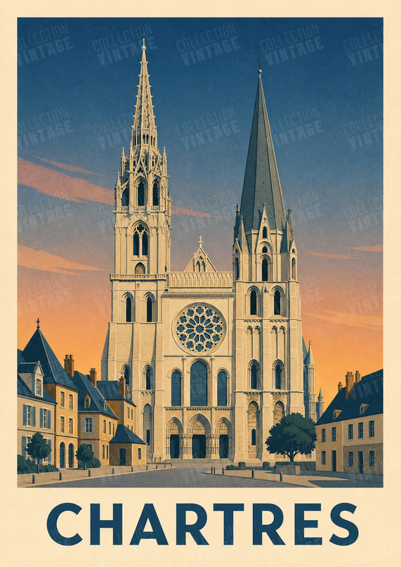 affiche chartres style rétro 1960
