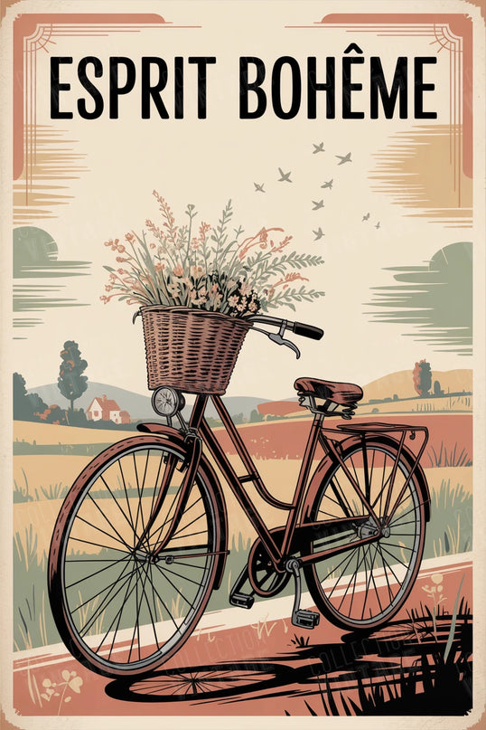 affiche vélo déco murale style bohème