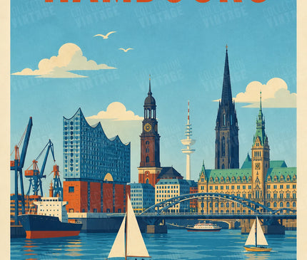 poster port de hambourg vintage