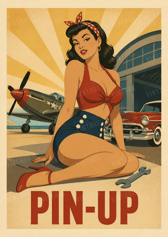 affiche pin up rétro pour homme