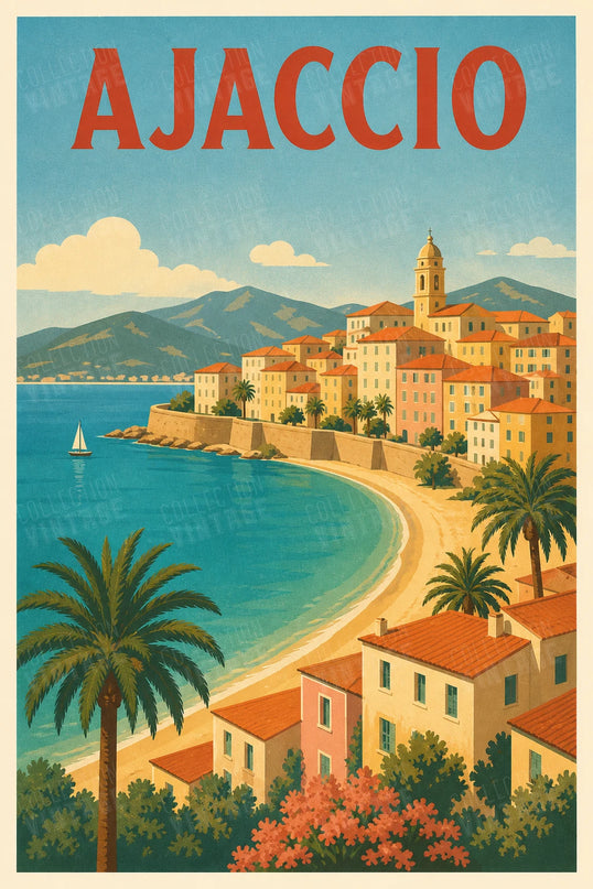 affiche ajaccio style carte postale ancienne
