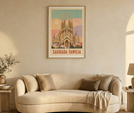 affiche sagrada familia pastel
