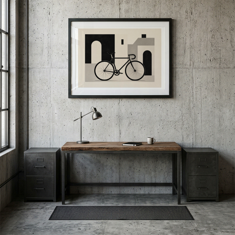 affiche vélo noir et blanc artistique