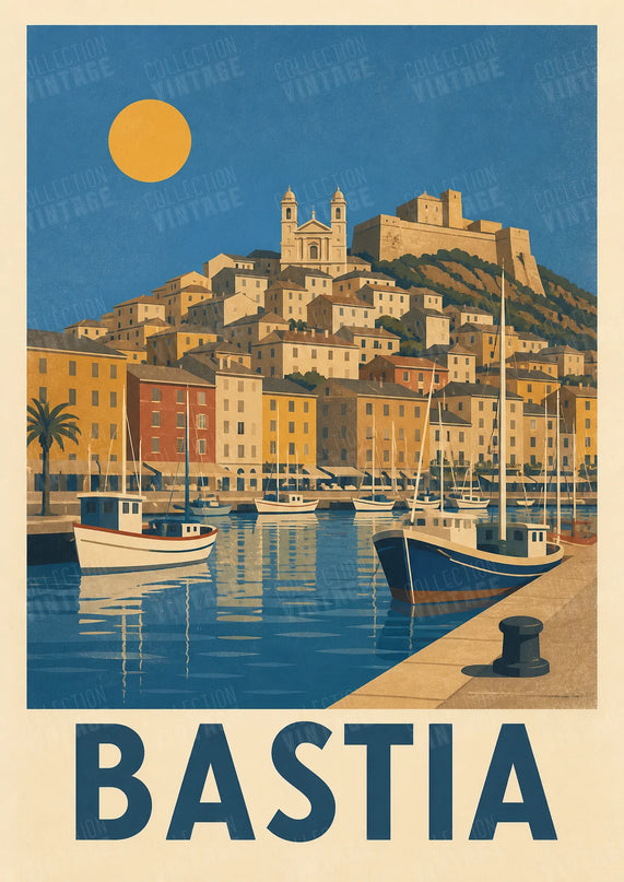 affiche bastia ancienne illustration de port