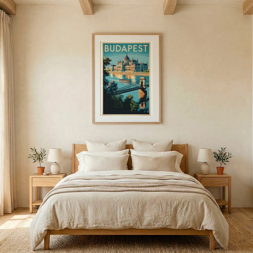 affiches budapest triptyque mural vintage