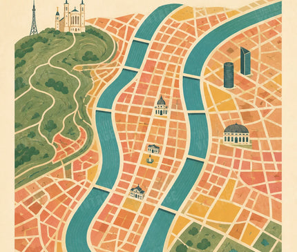 lyon affiches style carte de ville