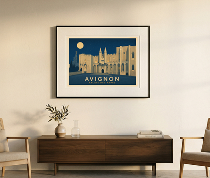 affiche avignon façade palais des papes nuit